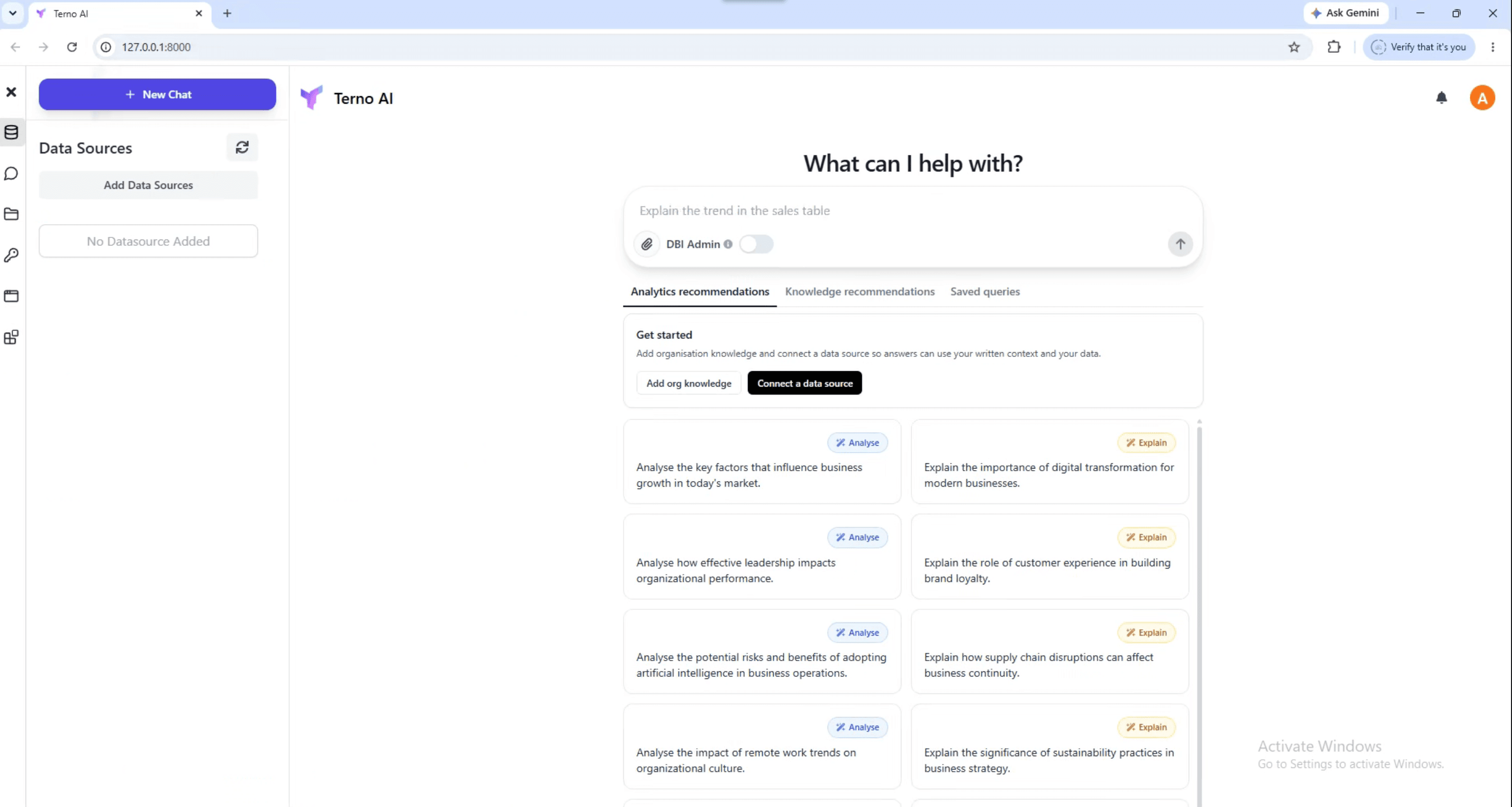 Terno AI running in the browser