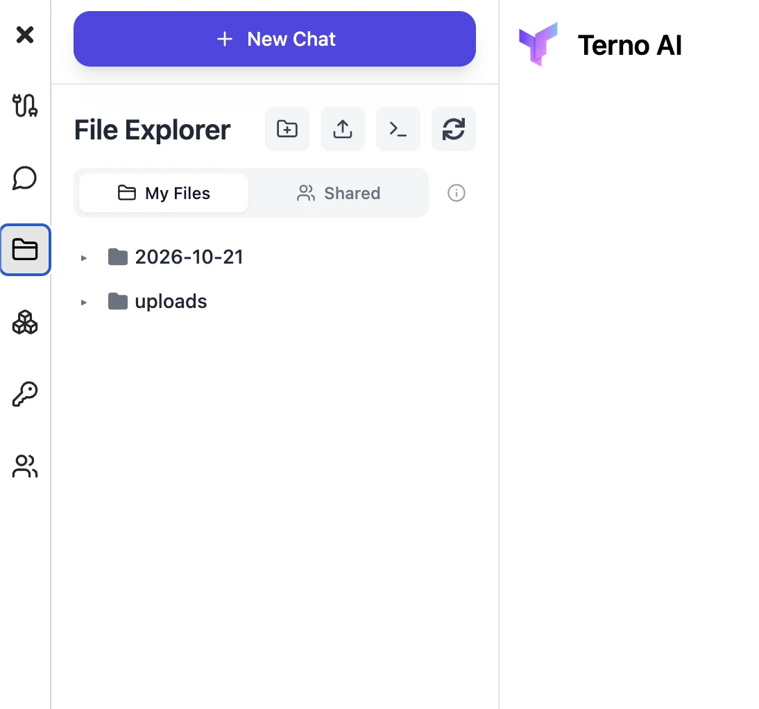 File Explorer with My Files and Shared tabs