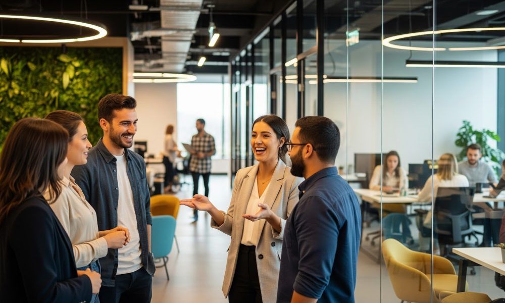 Terno AI Team collaborating in a modern office space